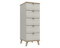 Derby White Grey Natural Oak 5 Drawer Tallboy