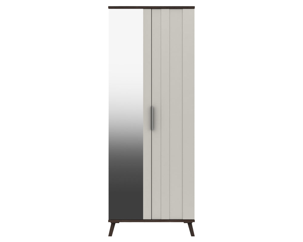 Derby White Grey Truffle Oak 2 Door Wardrobe With Mirror