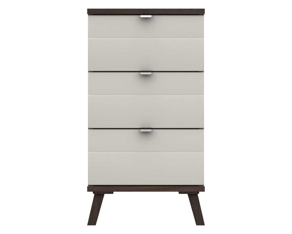 Derby White Grey Truffle Oak 3 Drawer Bedside