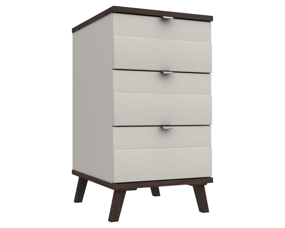 Derby White Grey Truffle Oak 3 Drawer Bedside