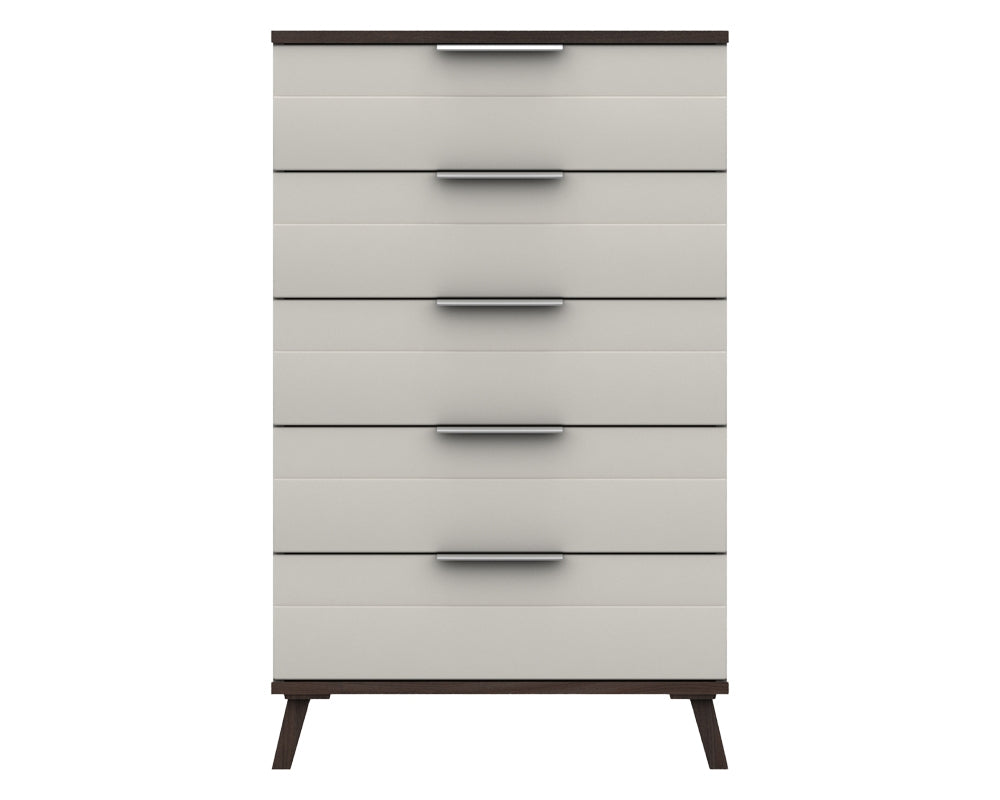 Derby White Grey Truffle Oak 5 Drawer Chest
