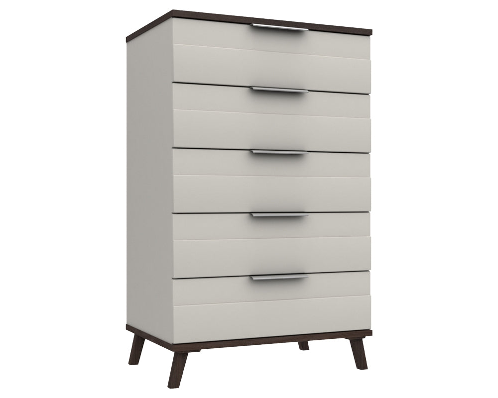 Derby White Grey Truffle Oak 5 Drawer Chest