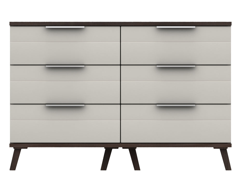 Derby White Grey Truffle Oak 3 Drawer Double Chest