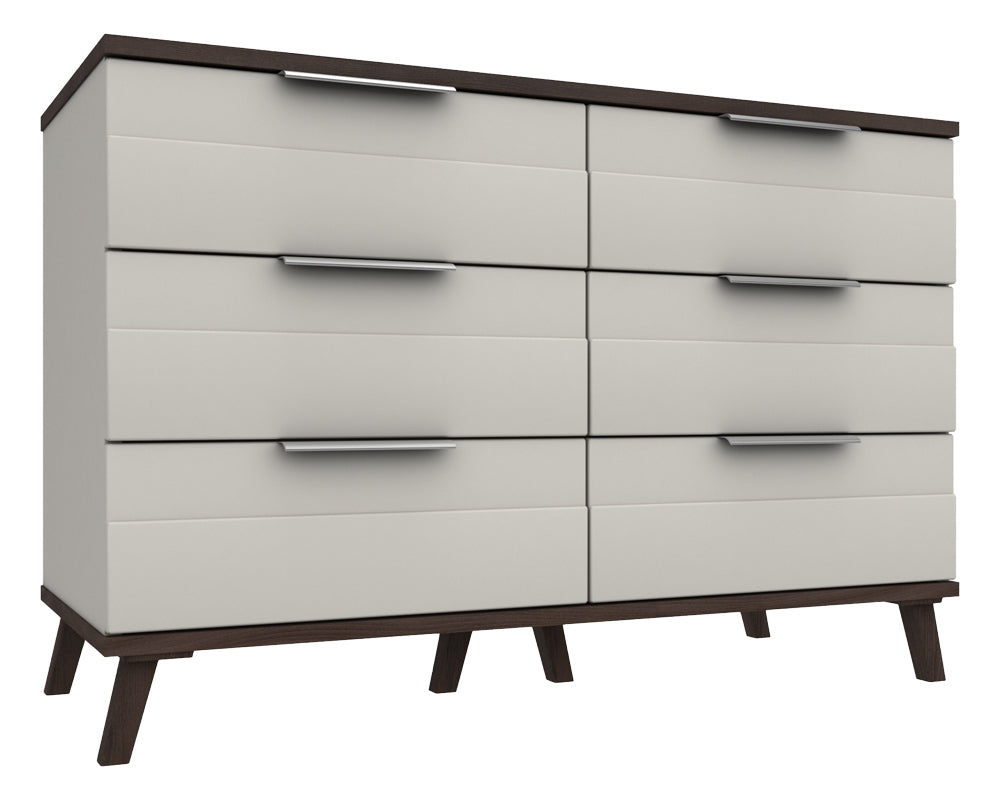 Derby White Grey Truffle Oak 3 Drawer Double Chest