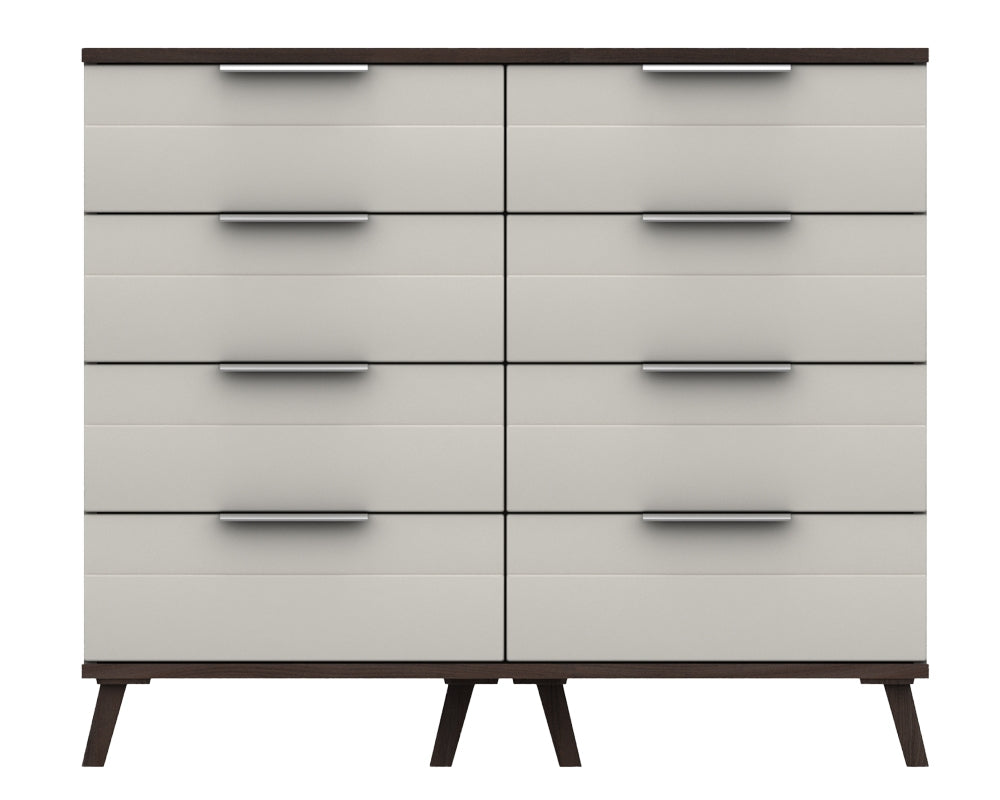 Derby White Grey Truffle Oak 4 Drawer Double Chest