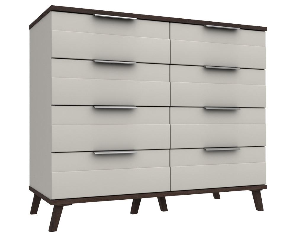 Derby White Grey Truffle Oak 4 Drawer Double Chest