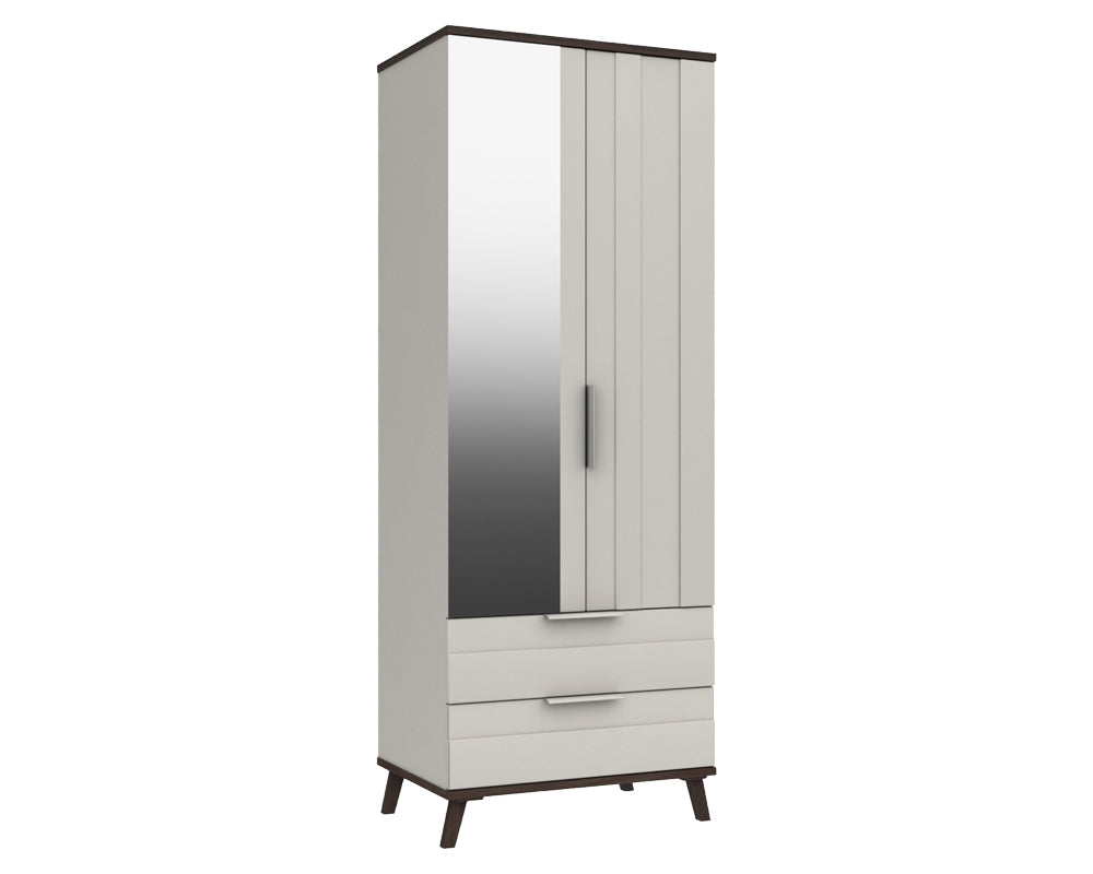 Derby White Grey Truffle Oak Combi Wardrobe With Mirror