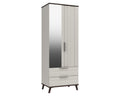 Derby White Grey Truffle Oak Combi Wardrobe With Mirror