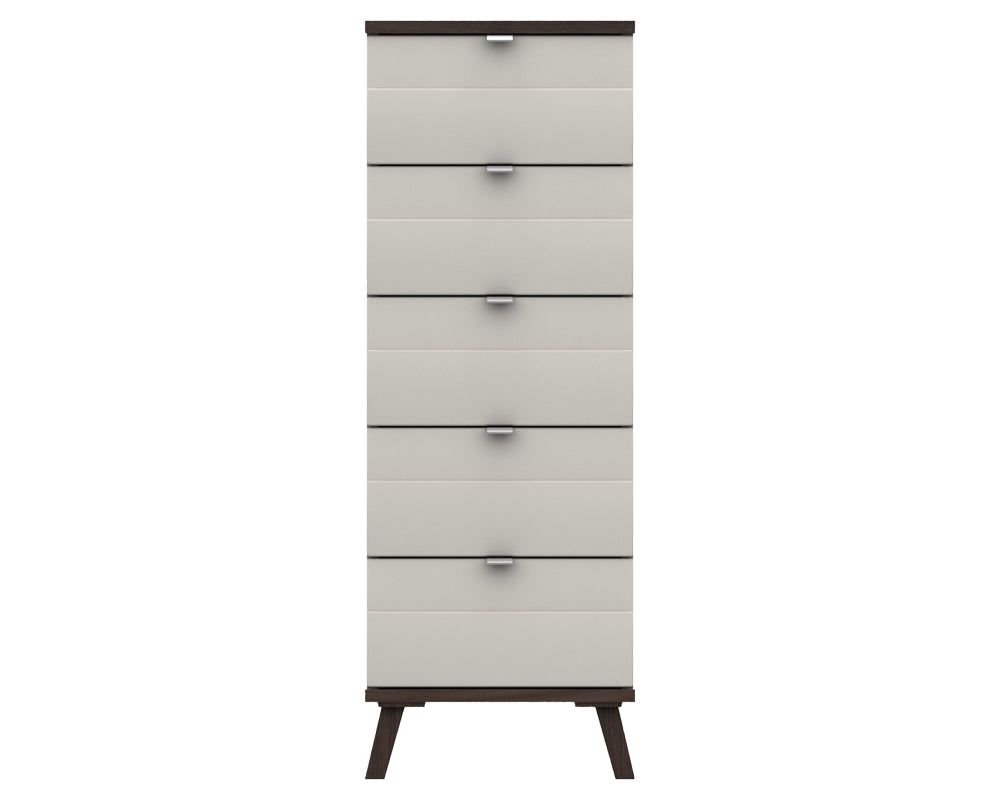Derby White Grey Truffle Oak 5 Drawer Tallboy