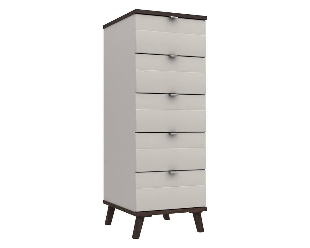 Derby White Grey Truffle Oak 5 Drawer Tallboy
