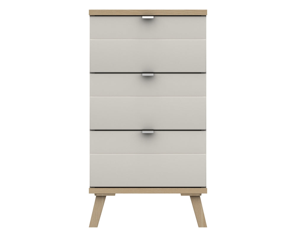 Derby White Grey Natural Oak 3 Drawer Bedside