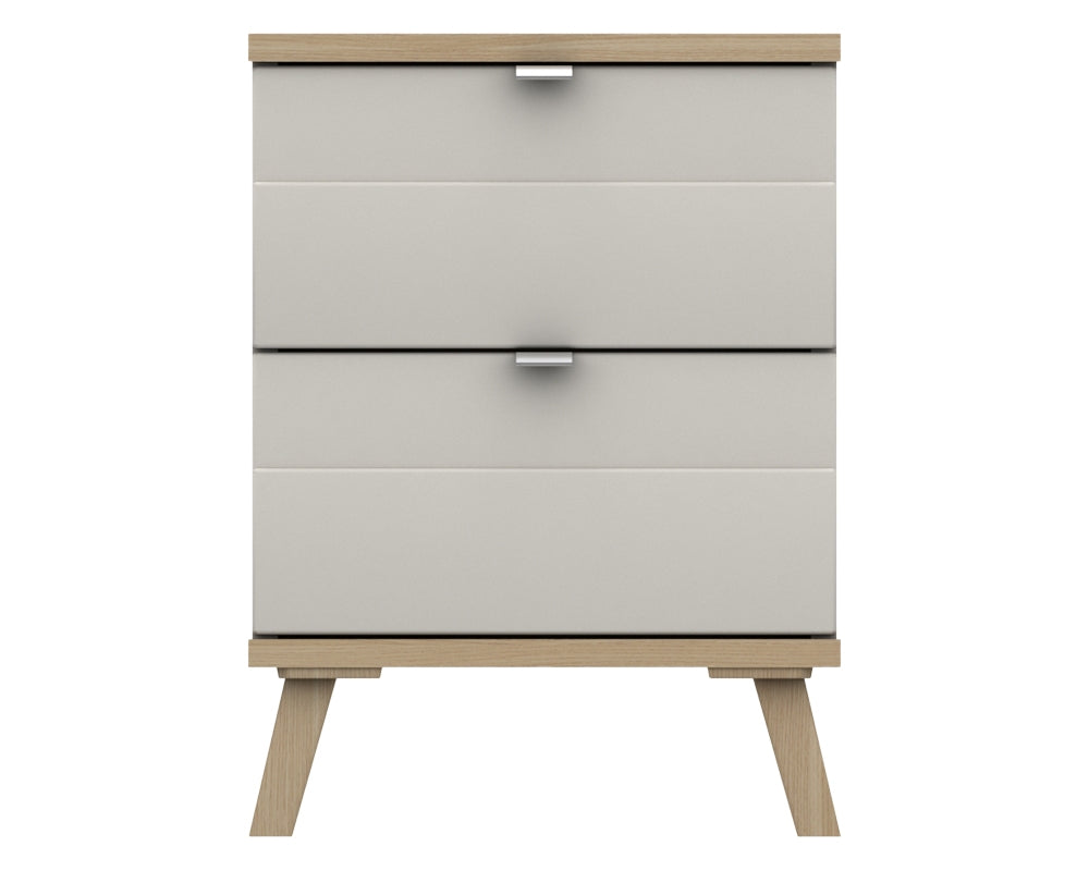 Derby White Grey Natural Oak 2 Drawer Bedside