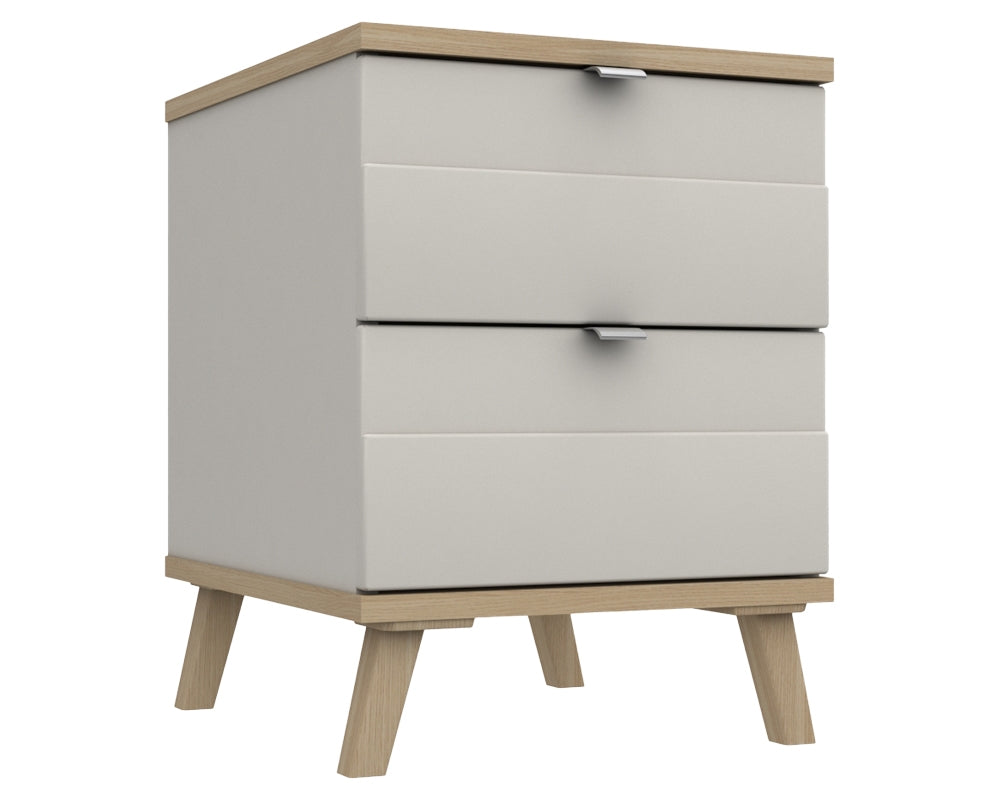 Derby White Grey Natural Oak 2 Drawer Bedside