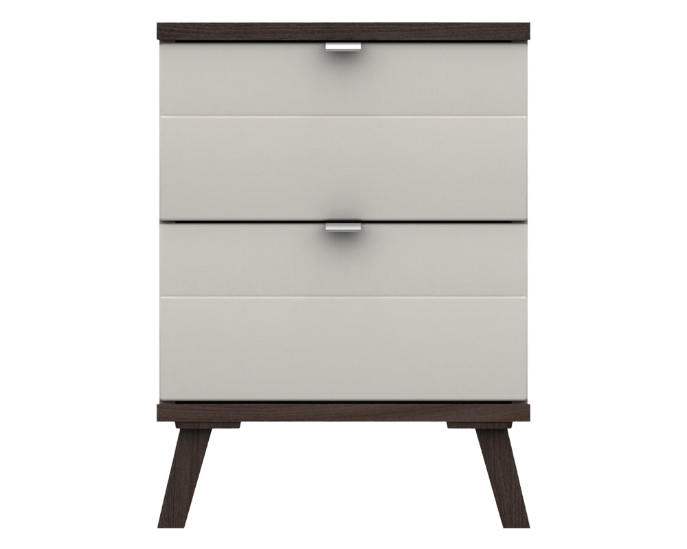 Derby White Grey Truffle Oak 2 Drawer Bedside