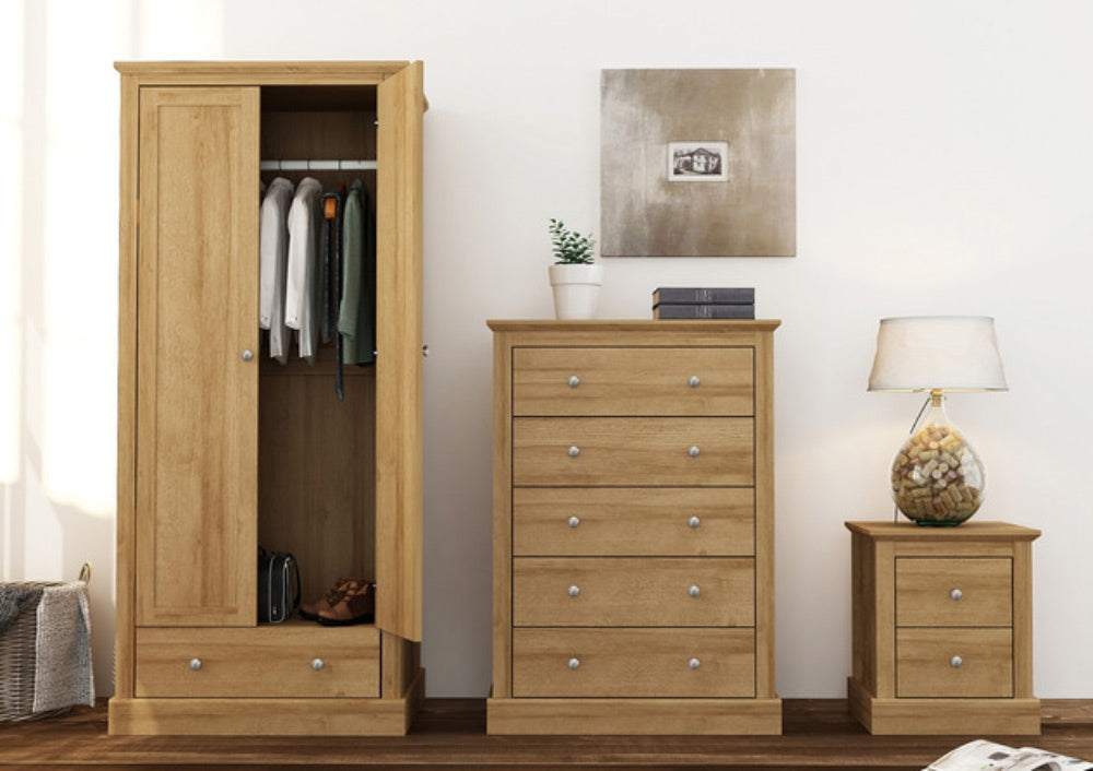 Dawlish Oak 2 Door 1 Drawer Wardrobe