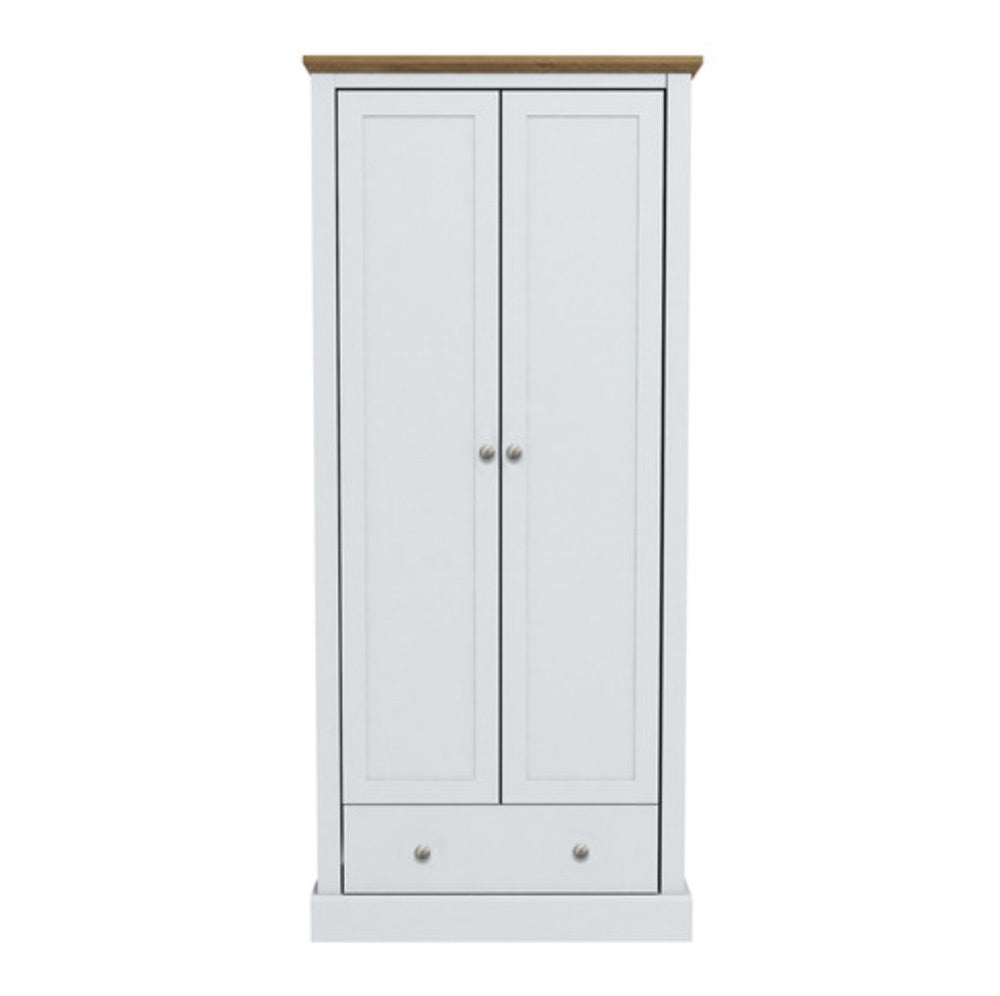Dawlish White 2 Door 1 Drawer Wardrobe