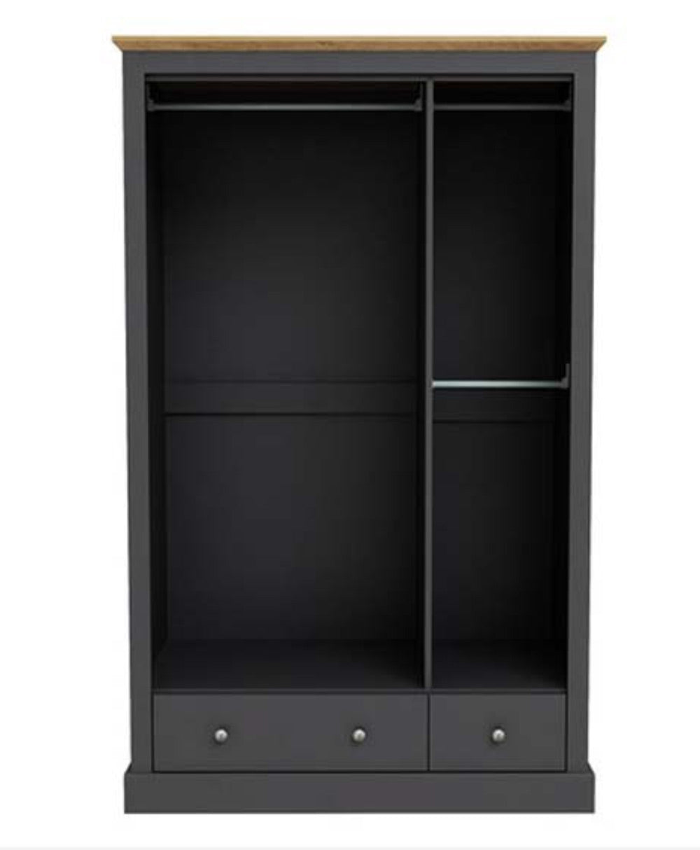 Dawlish Charcoal 3 Door 2 Drawer Wardrobe