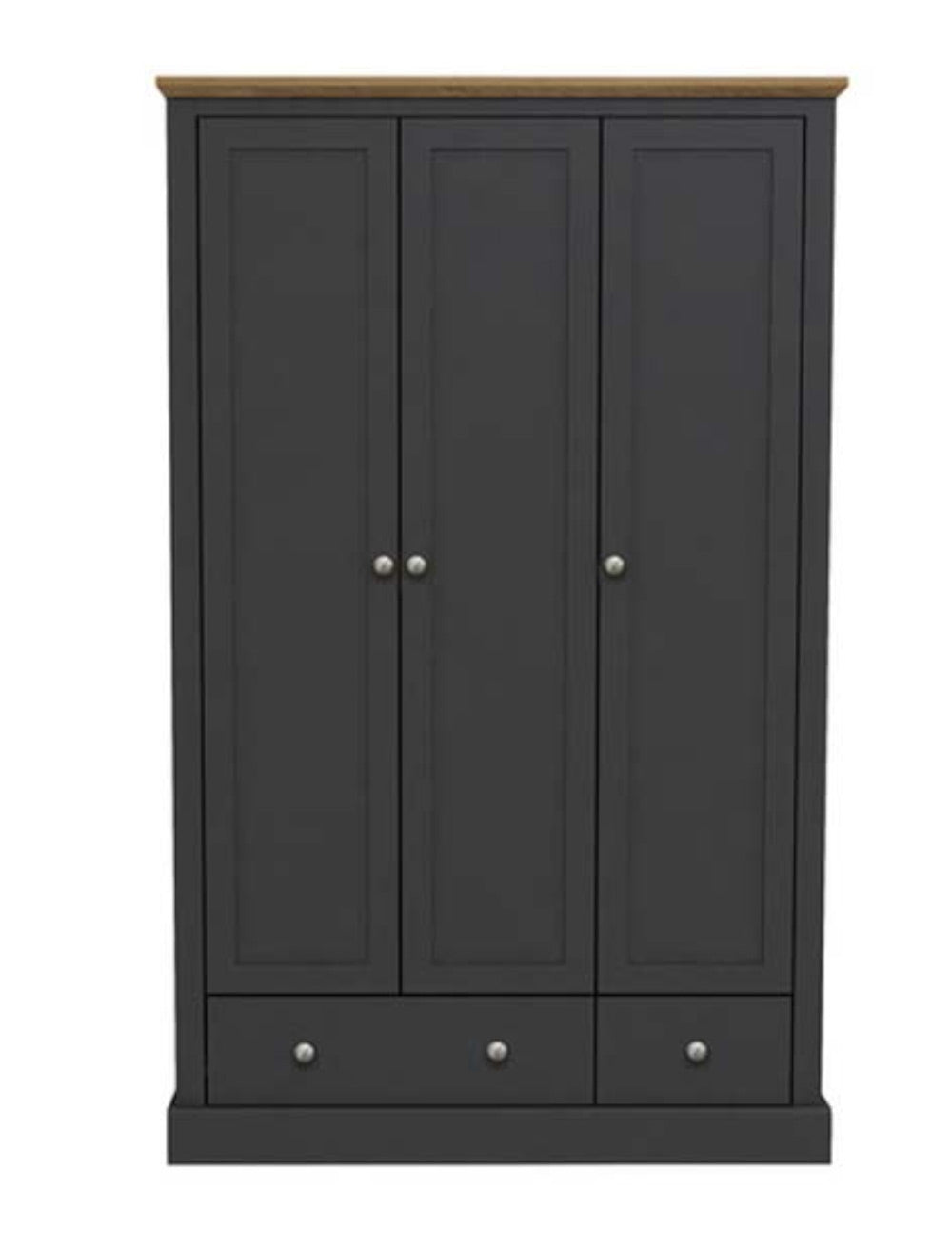 Dawlish Charcoal 3 Door 2 Drawer Wardrobe