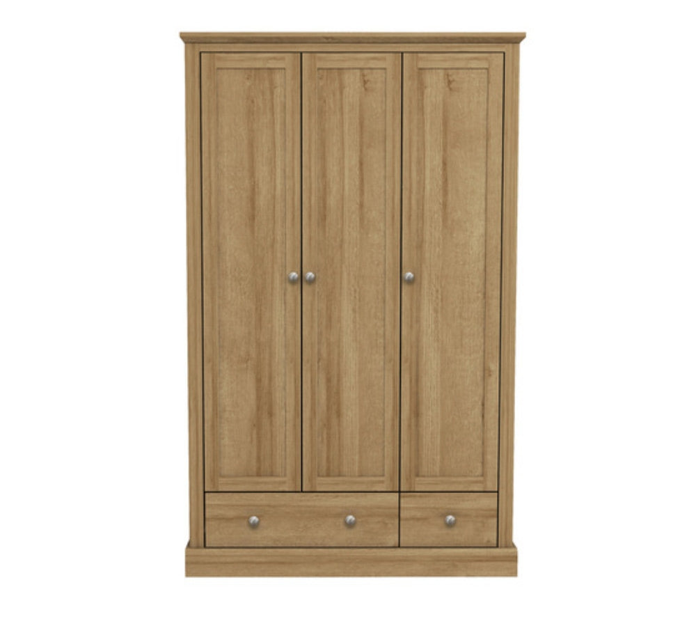 Dawlish Oak 3 Door 2 Drawer Wardrobe