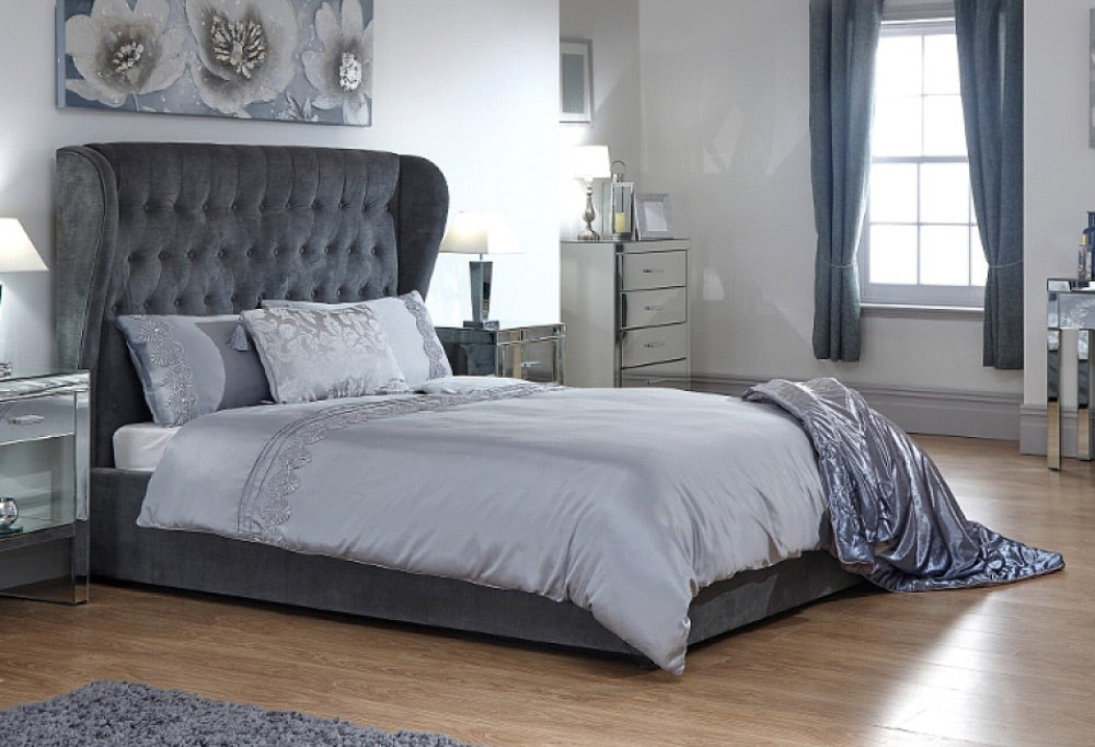 Dakar Pewter King Size Ottoman Storage Bed Frame