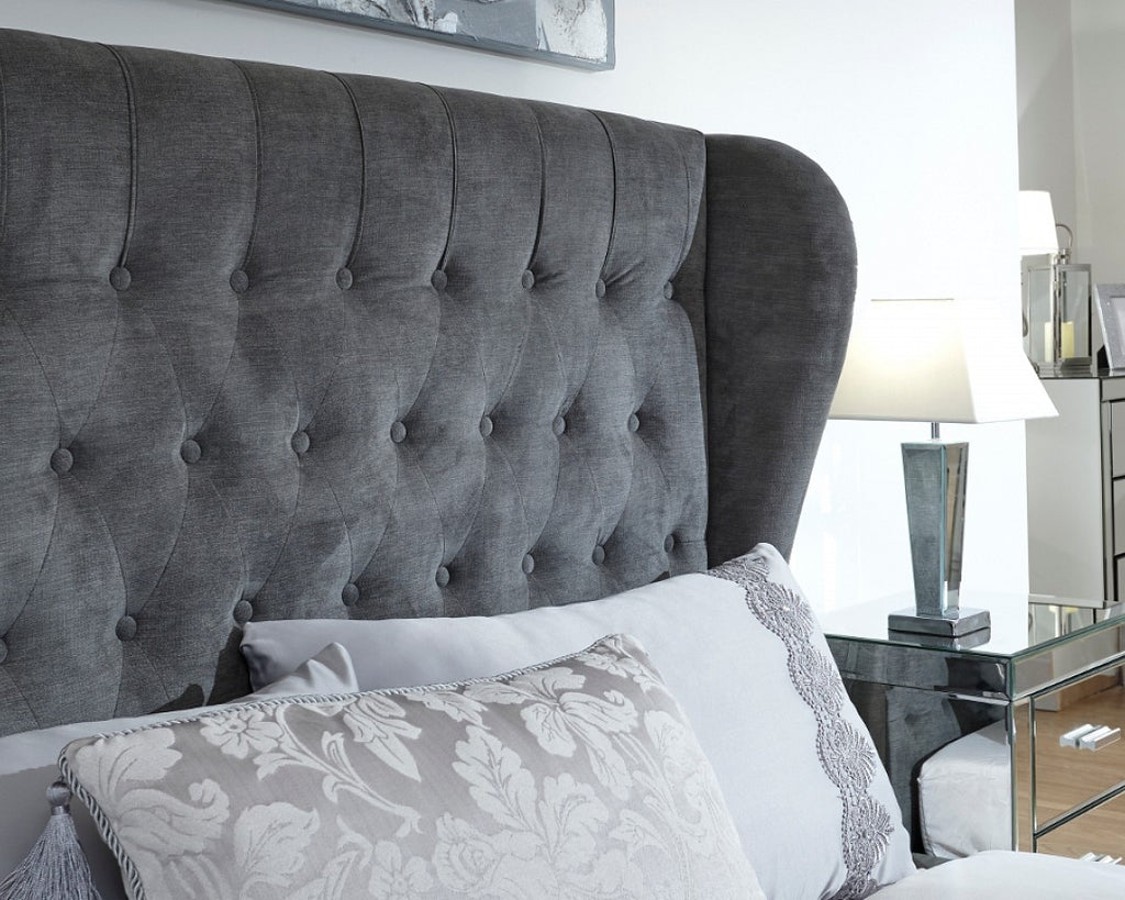 Dakar Pewter King Size Ottoman Storage Bed Frame