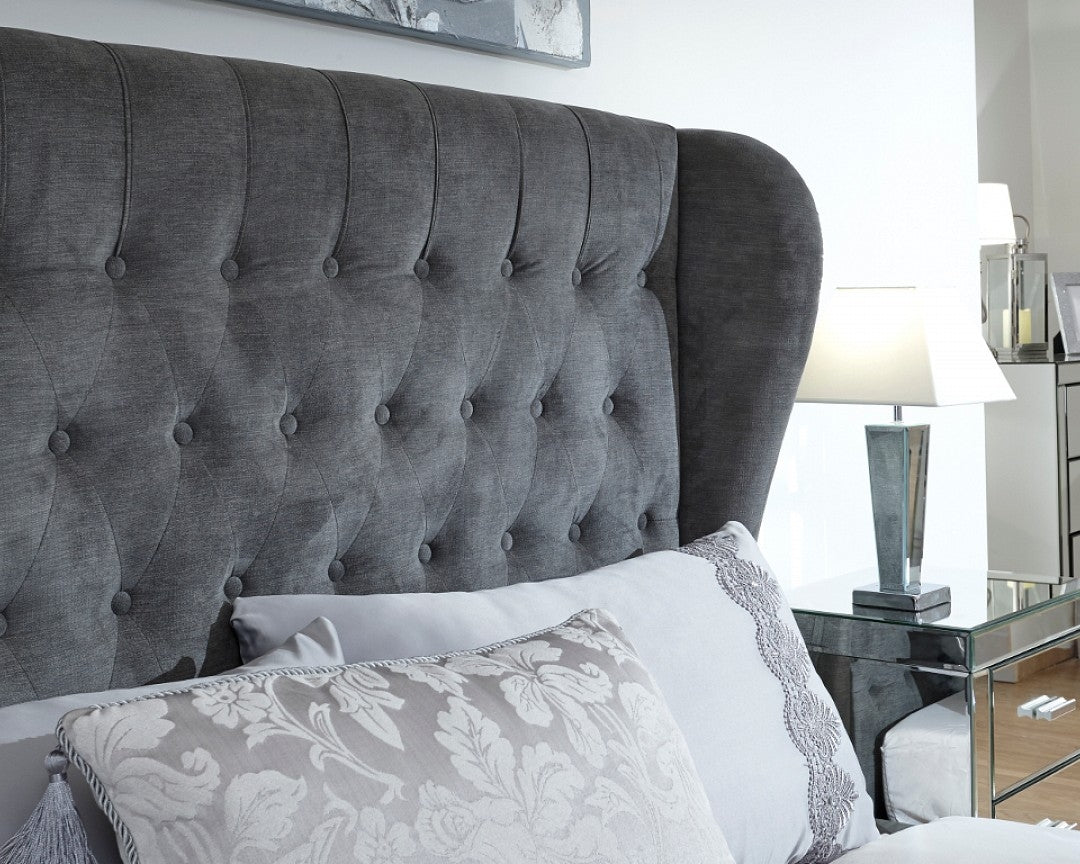 Dakar Pewter King Size Ottoman Storage Bed Frame