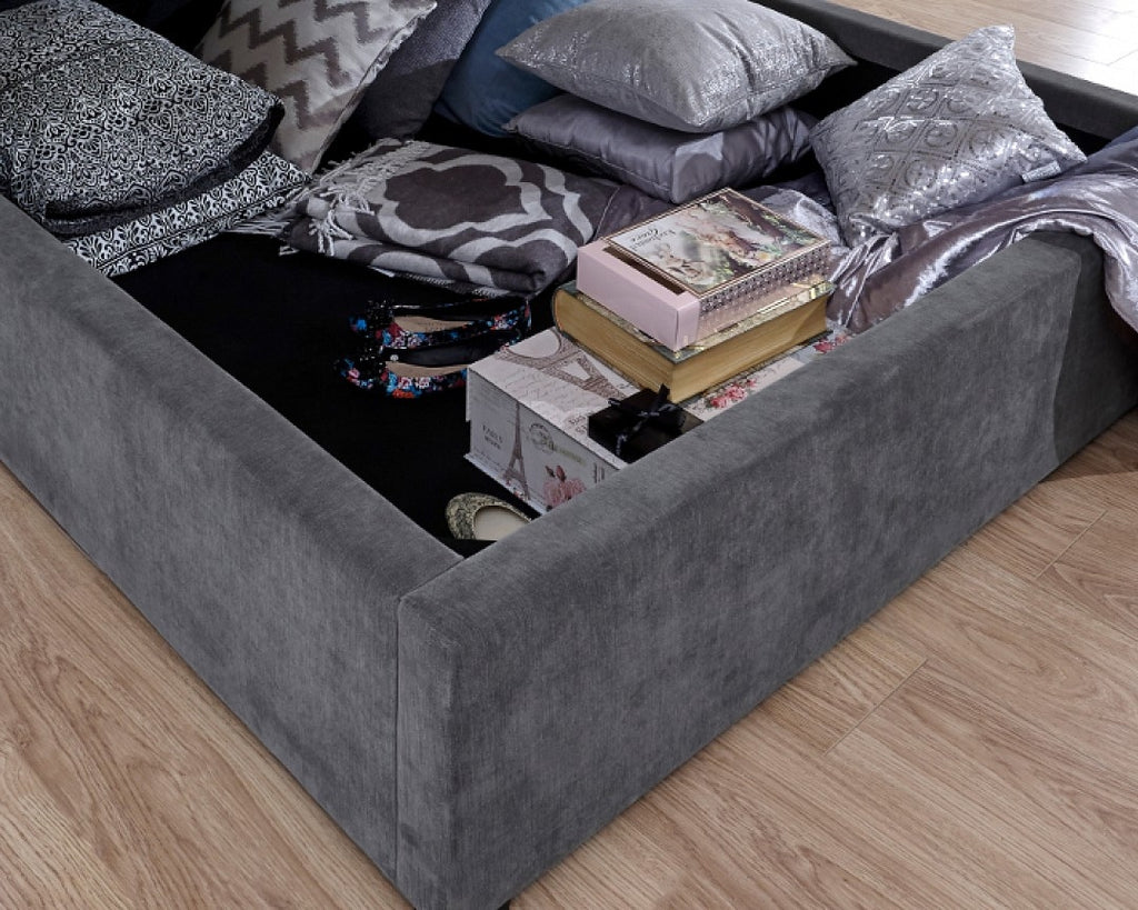 Dakar Pewter King Size Ottoman Storage Bed Frame