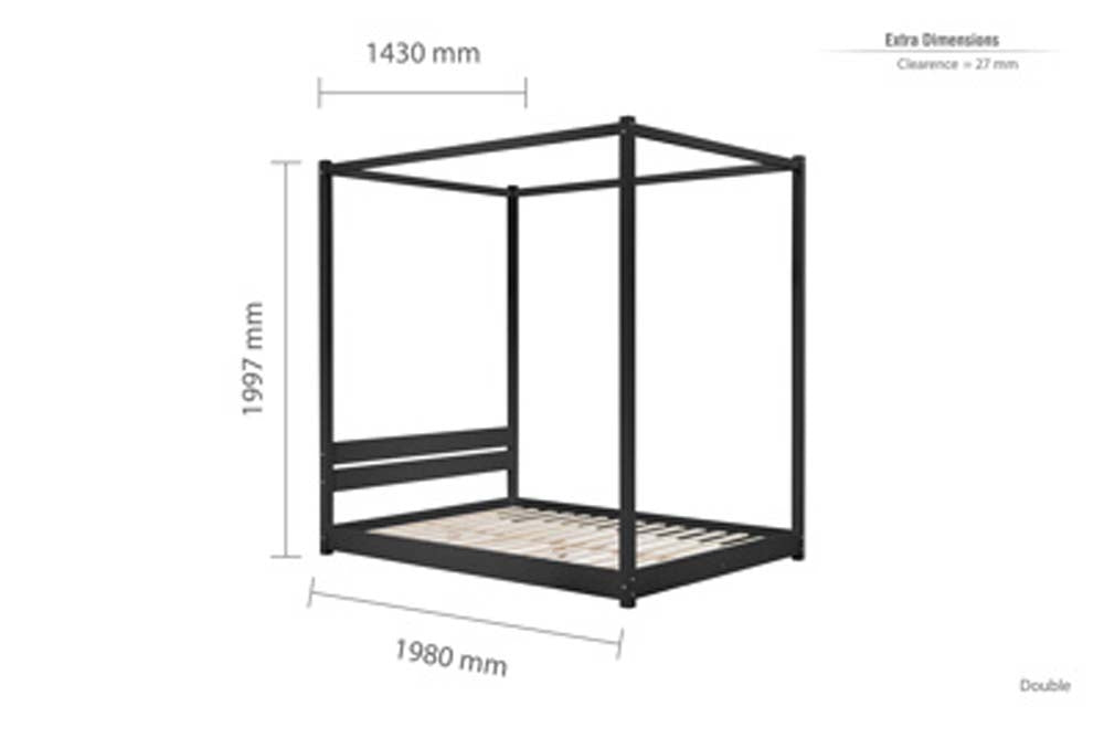 Dartford Black Double Four Poster Bed Frame