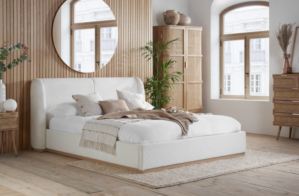 Edinburgh Boucle Bed Frame in a bedroom