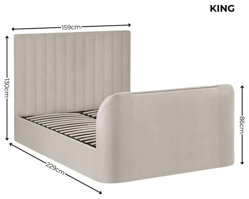 Elanor Cream Velvet King Size TV Bed dimensions