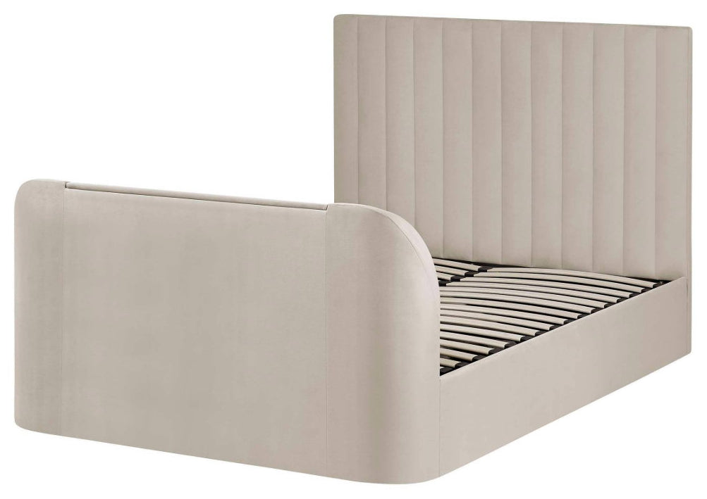 Elanor Cream Velvet King Size TV Bed angled view
