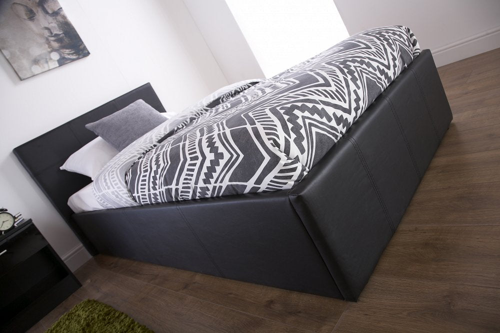 End Lift Ottoman Storage Black Single Bed Frame