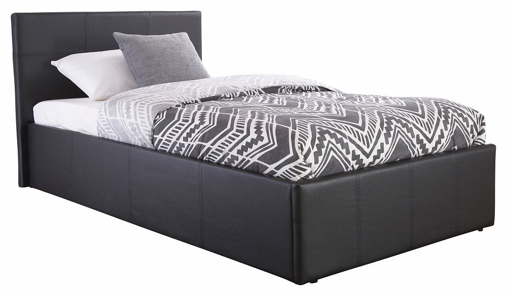 End Lift Ottoman Storage Black Single Bed Frame