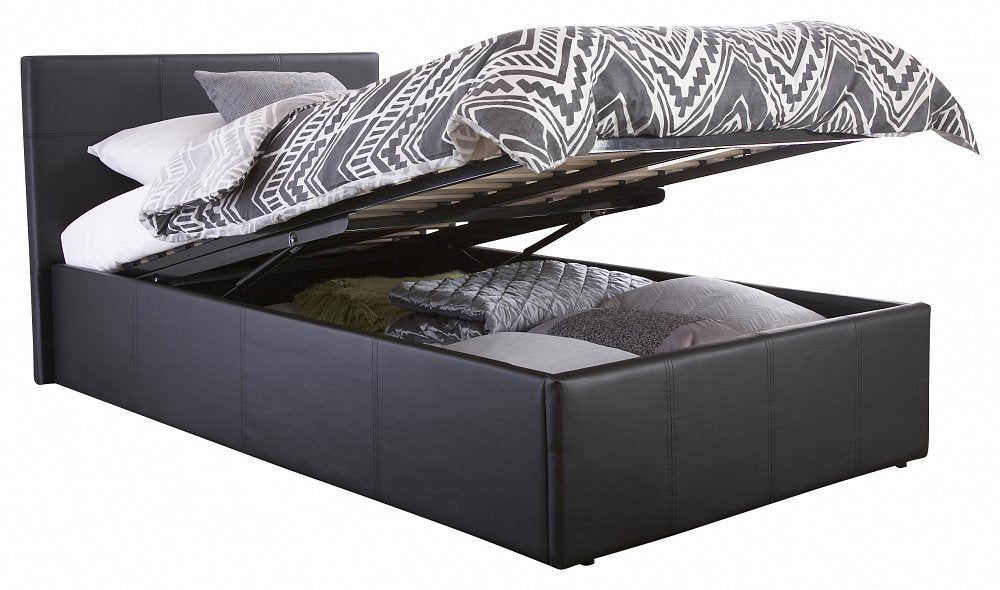 End Lift Ottoman Storage Black Single Bed Frame