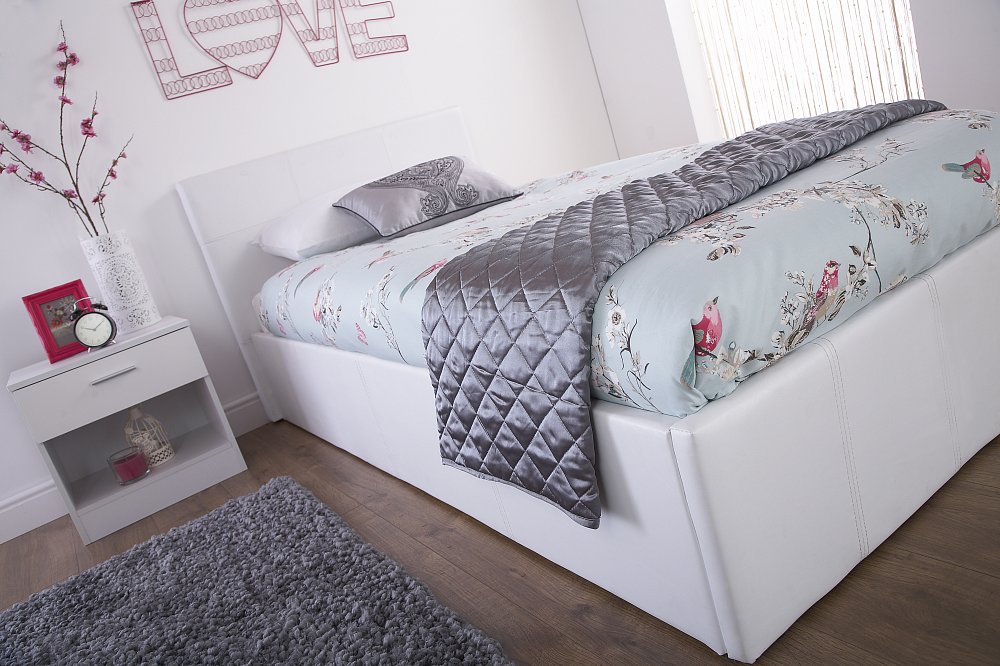 End Lift Ottoman Storage White Single Bed Frame