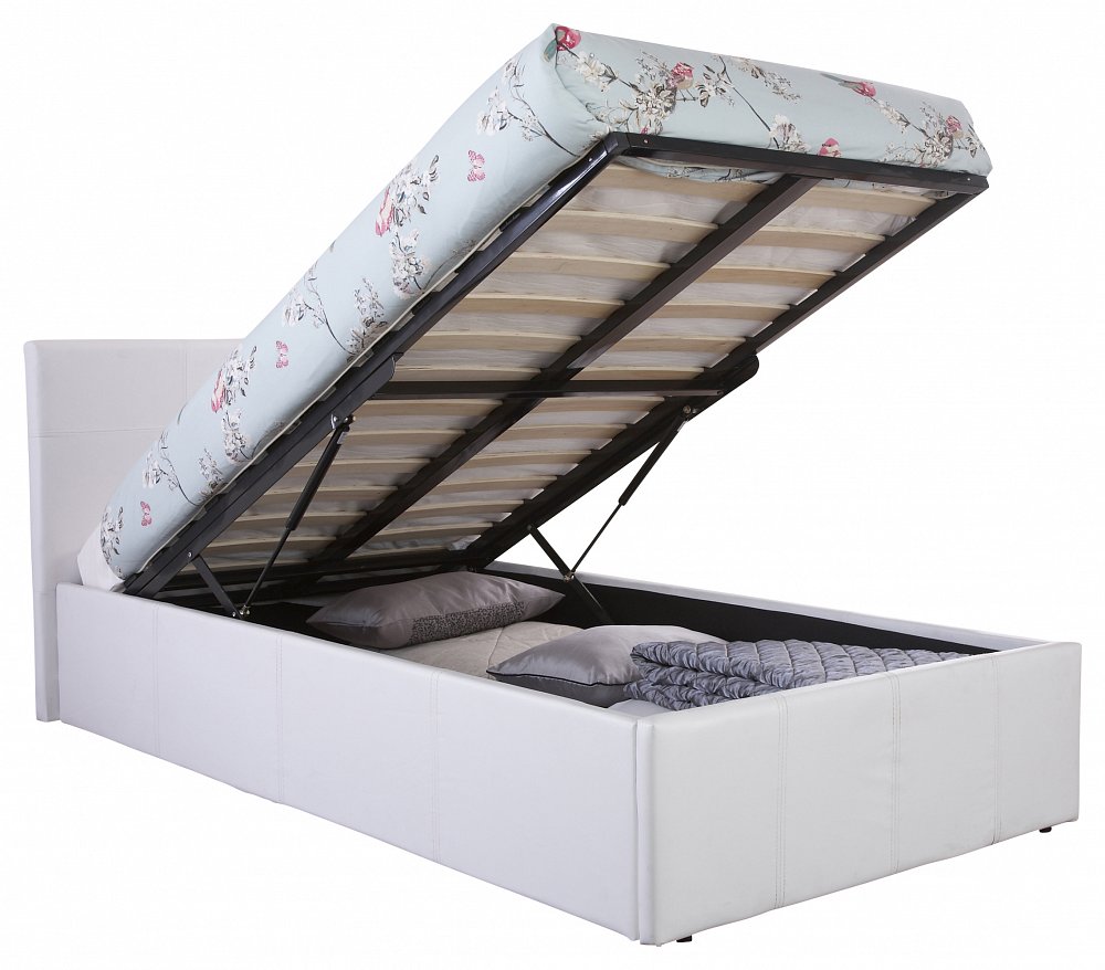 End Lift Ottoman Storage White Single Bed Frame
