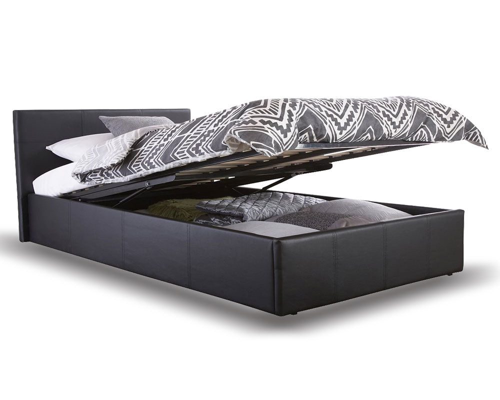 End Lift Ottoman Storage Black Three Quarter (3/4) Bed Frame