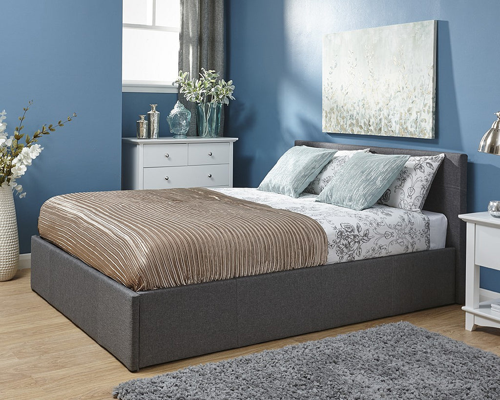 Side Lift Ottoman Storage Silver Grey Three Quarter (3/4) Bed Frame