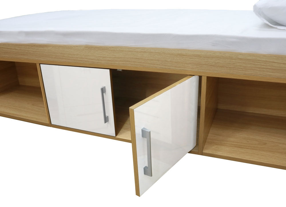 Daytona Oak And Blue Storage Bed
