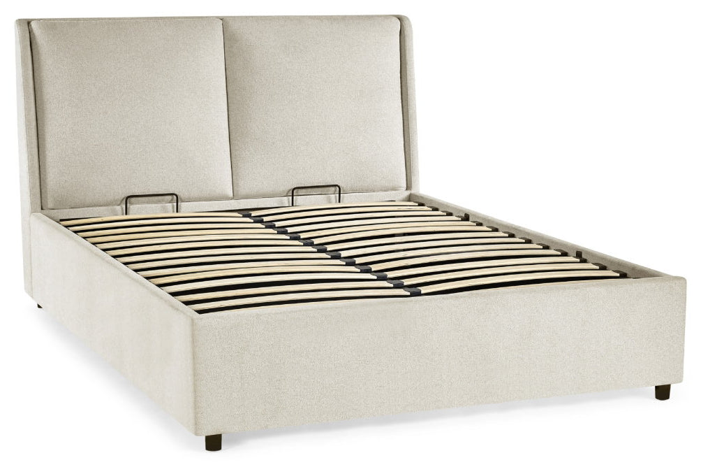 Fifth Avenue Beige Double Ottoman Bed angled view