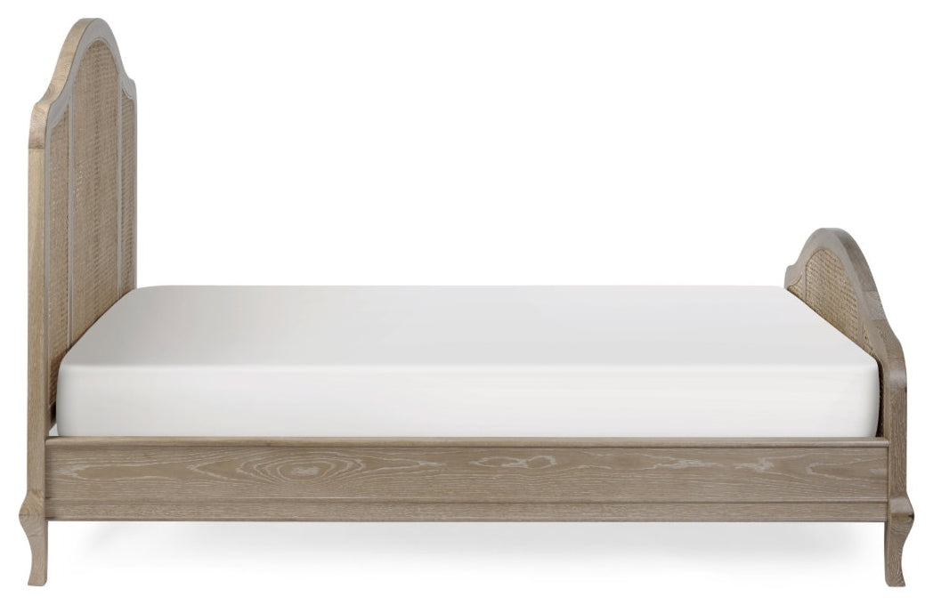 Flower Light Oak Rattan King Size Bed Frame side view
