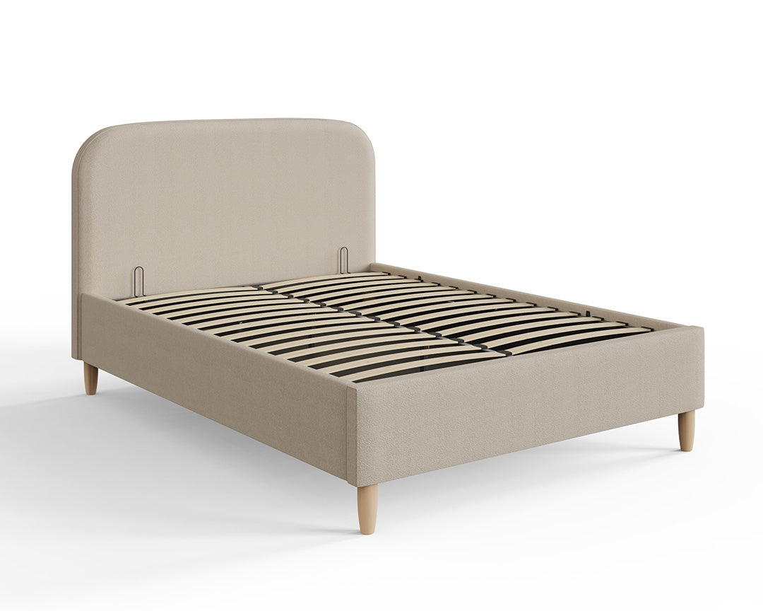 Florida Stone Boucle Double Ottoman Bed Frame