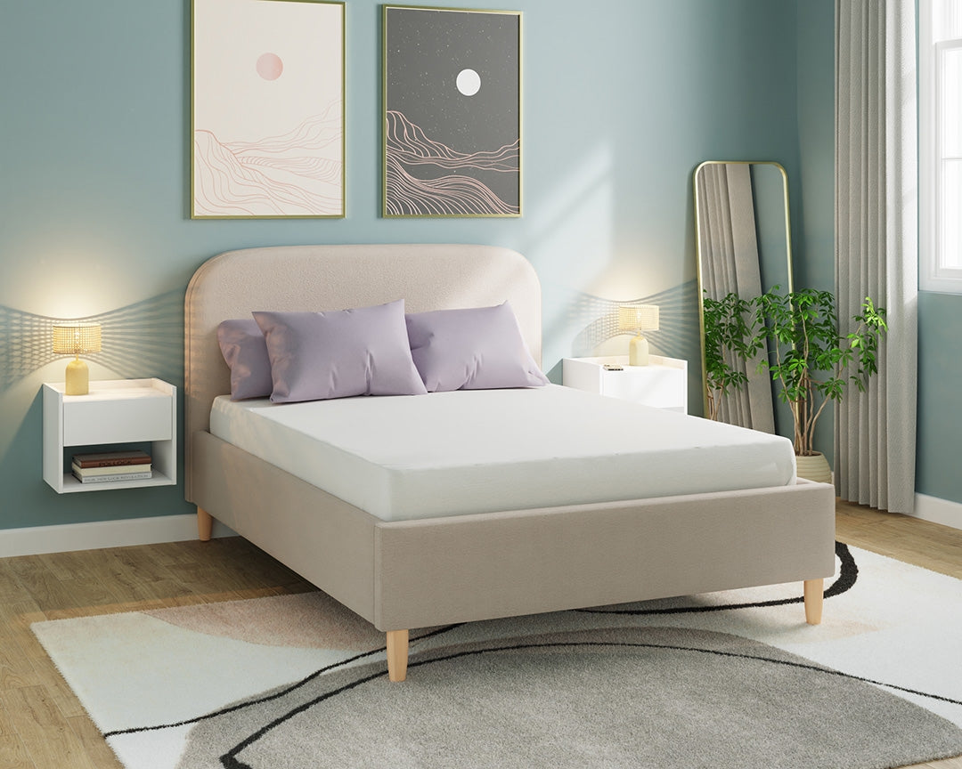 Florida Stone Boucle King Size Ottoman Bed Frame