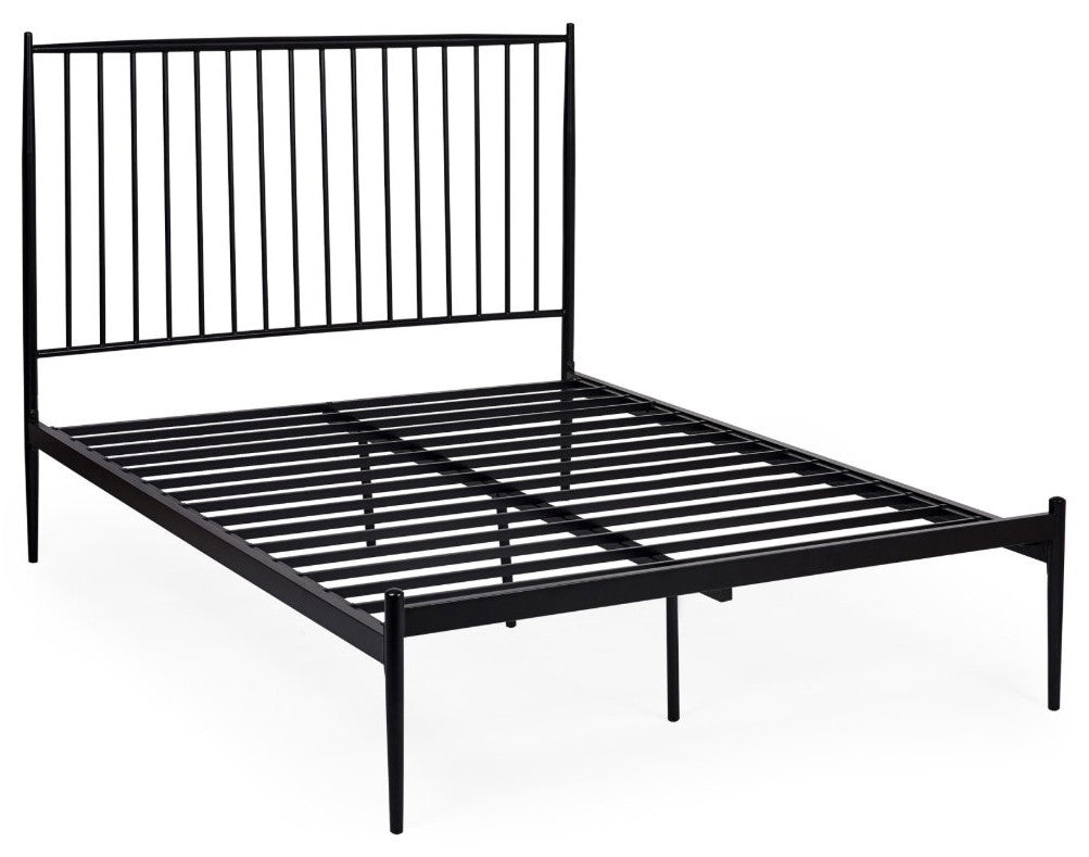 Flyde black metal bed frame side angle
