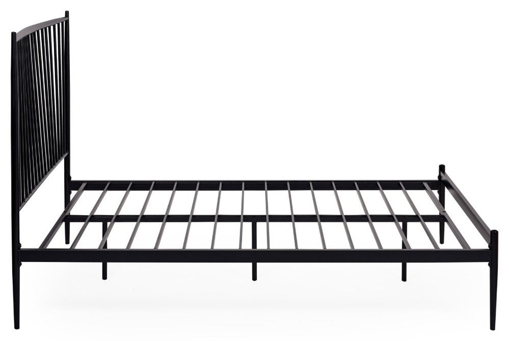 Flyde black metal bed frame side view
