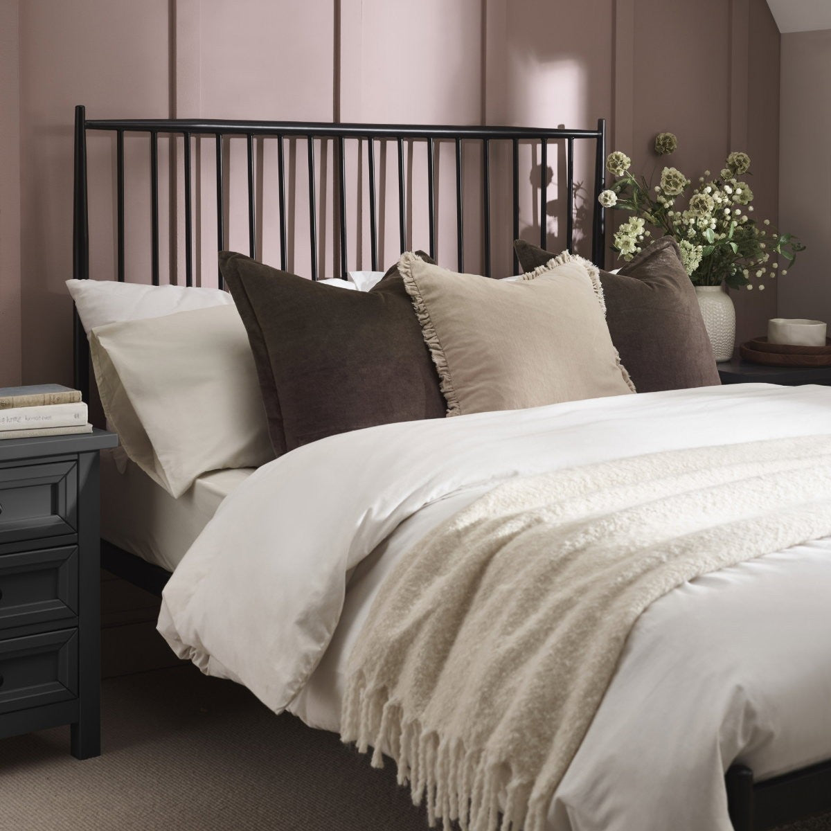 Flyde black spindle headboard detail