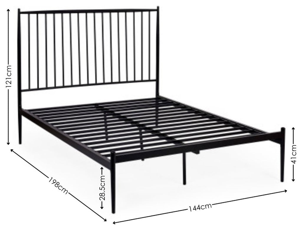 Flyde Black Double Bed Frame dimensions