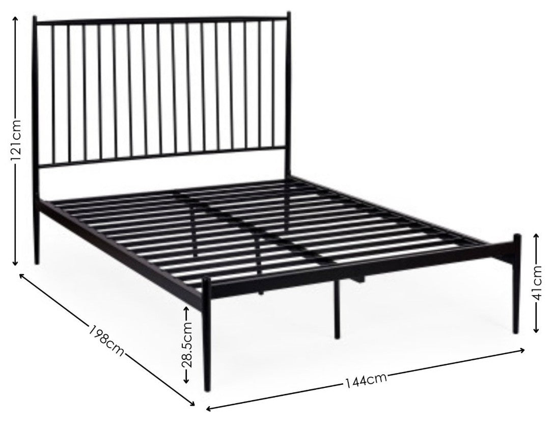 Flyde Black Double Bed Frame dimensions