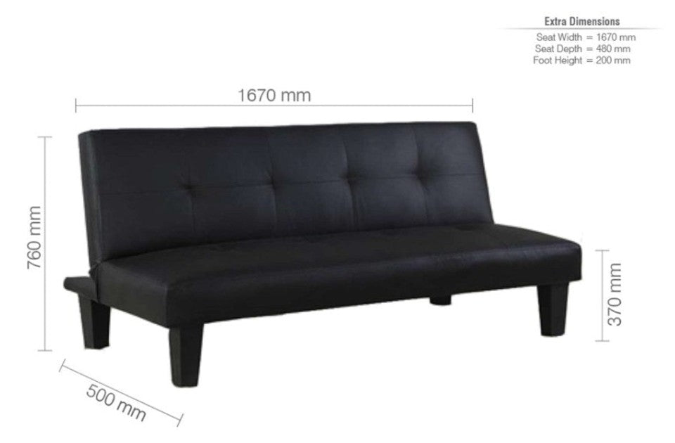 Frankie Sofa Bed Black dimensions as a sofa