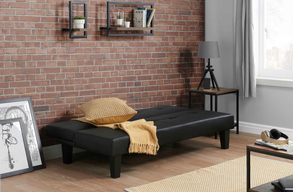 Frankie Sofa Bed Black opened as a bed